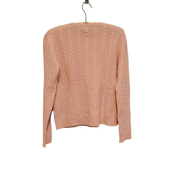 Ralph Lauren Green Label Womens Cashmere Cable-Knit Sweater Large Pink Vintage - Picture 3 of 10